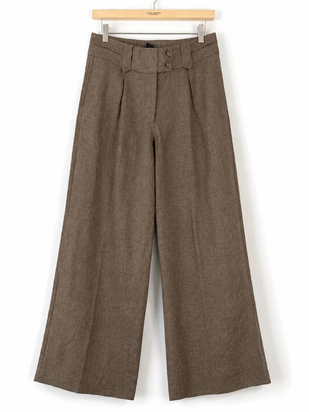 H&M Linen Blend Wide Leg Pants Women’s Size 10 Brown High Rise Pleated Trouser